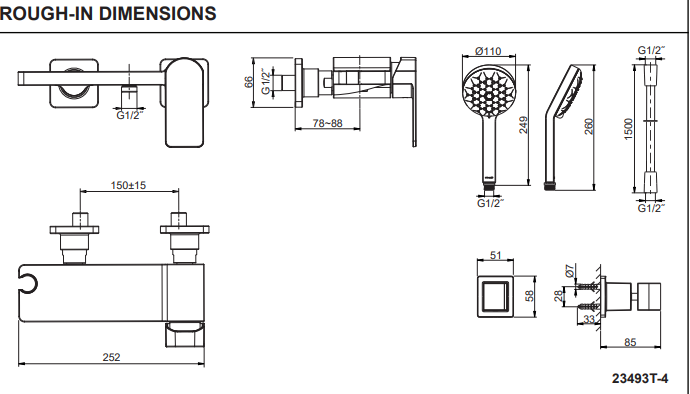 KOHLER K-23493T-4-AF PARALLEL 掛牆式淋浴龍頭 (法蘭金)-hong-kong