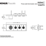 KOHLER K-26347T-9-BL ANTHEM™ 三路嵌入式機械恆溫控制 (黑色)-hong-kong