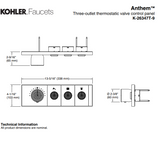 KOHLER K-26347T-9-2MB ANTHEM™ 三路嵌入式機械恆溫控制 (摩登金)-hong-kong