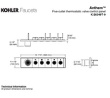 KOHLER K-26349T-9-2MB ANTHEM™ 五路嵌入式機械恆溫控制 (摩登金)-hong-kong