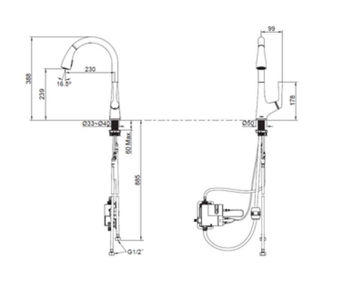 Kohler K-77748T-4-VS MALLECO 下拉式廚房感應龍頭 (不銹鋼拉絲)