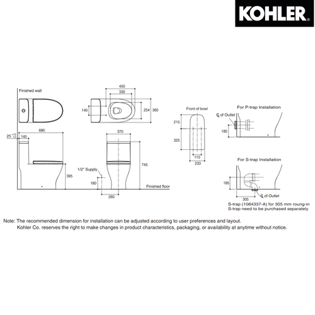 Kohler K-25413H-0 REACH UP 連體式自由咀座廁-hong-kong
