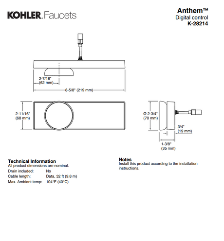 KOHLER K-28214-BL ANTHEM™ 電子控制-hong-kong