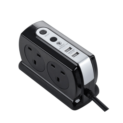 英國 MasterPlug 13A 四位插座拖板連兩位USB充電 SRGDSU42PB 2米線 黑色 香港行貨-hong-kong