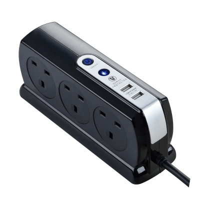英國 MasterPlug 13A 六位插座拖板連兩位USB充電 SRGDSU62PB 2米線 黑色 香港行貨-hong-kong