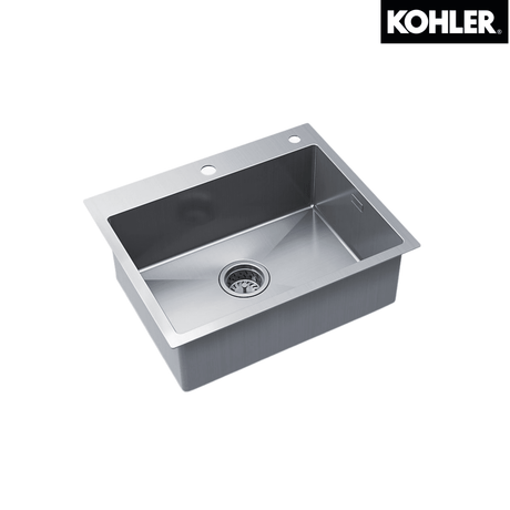 KOHLER K-21920T-2FD-NA MALLECO 22" 小單槽修邊式/下崁式廚房星盆 (包括皂液器及瀝水籃)-hong-kong
