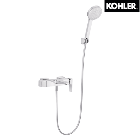 KOHLER K-22086X-4-CP HONESTY 8" 掛牆式浴缸龍頭 (包括多功能手持花灑及插座)-hong-kong