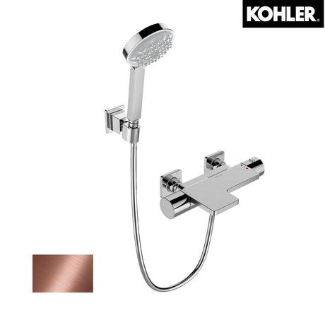 KOHLER K-23523T-9-RGD PARALLEL 恆溫掛牆式浴缸龍頭 (包括多功能手持花灑和插座) (玫瑰金色)-hong-kong