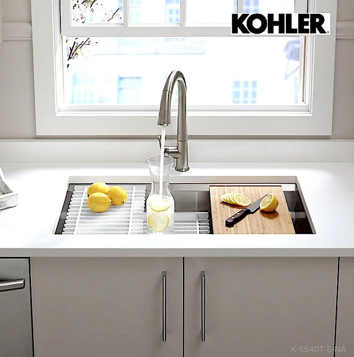 Kohler K-5540T-S-NA 廚房鋅盤及 K-77748T-4-CP 廚房龍頭組合優惠-hong-kong