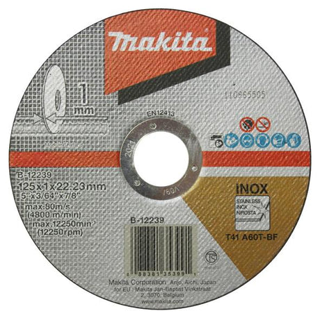Makita 牧田 B-12239 直徑125mm 薄切割砂輪片 (切割金屬用)-hong-kong