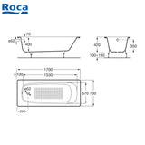 ROCA A212911001 Continental 1700x700x400mm 鑄鐵浴缸-hong-kong