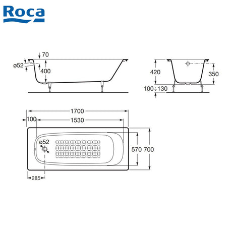 ROCA A212911001 Continental 1700x700x400mm 鑄鐵浴缸-hong-kong