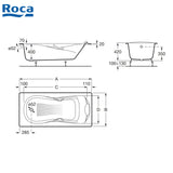 Roca A233250001 Continental 1500x800x400mm 鑄鐵浴缸-hong-kong