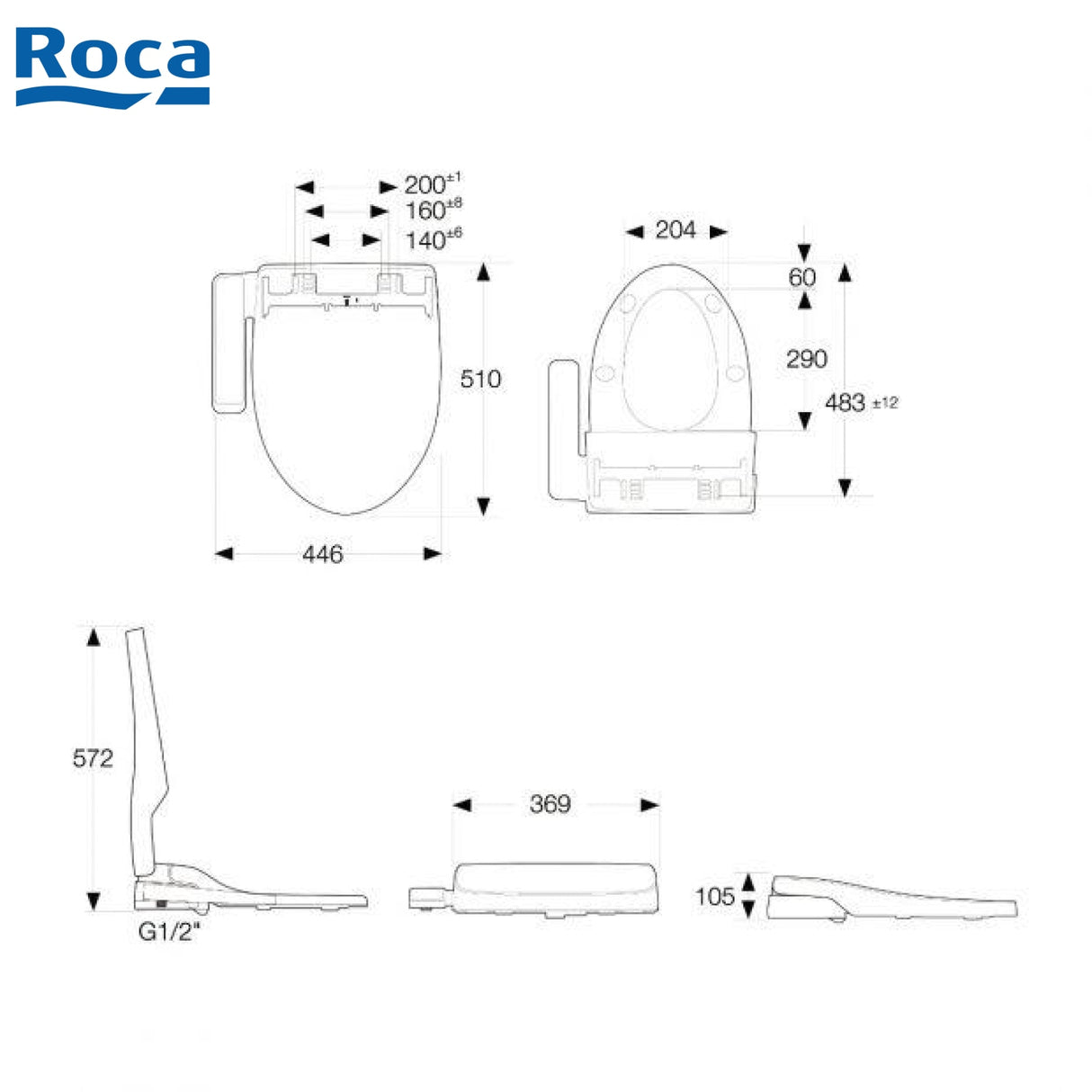 Roca A804037005 Multiclean X 加長形電子廁板 (時尚型) 白色 (適用於：Georgia, Chicago, Boston)-hong-kong