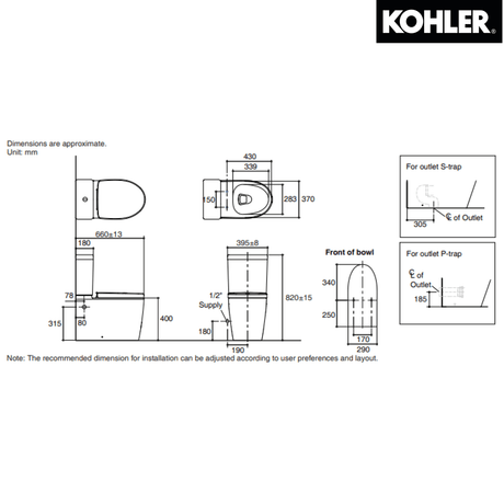 KOHLER K-24098K-0 PARLIAMENT™ GRANDE 分體式自由咀座廁( 貼牆廁)-hong-kong